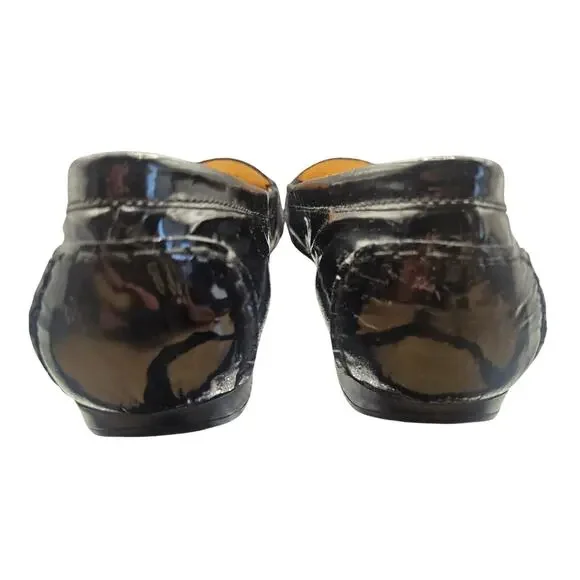 Cole Haan Patent Black Leather Shoes Talia Slip On Gold Hardware Sz 9.5 - Picture 4 of 9